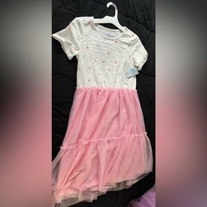 New Cat & Jack girls White and Pink Casual Dress
